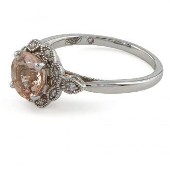 18ct white gold Morganite/Diamond Ring size L